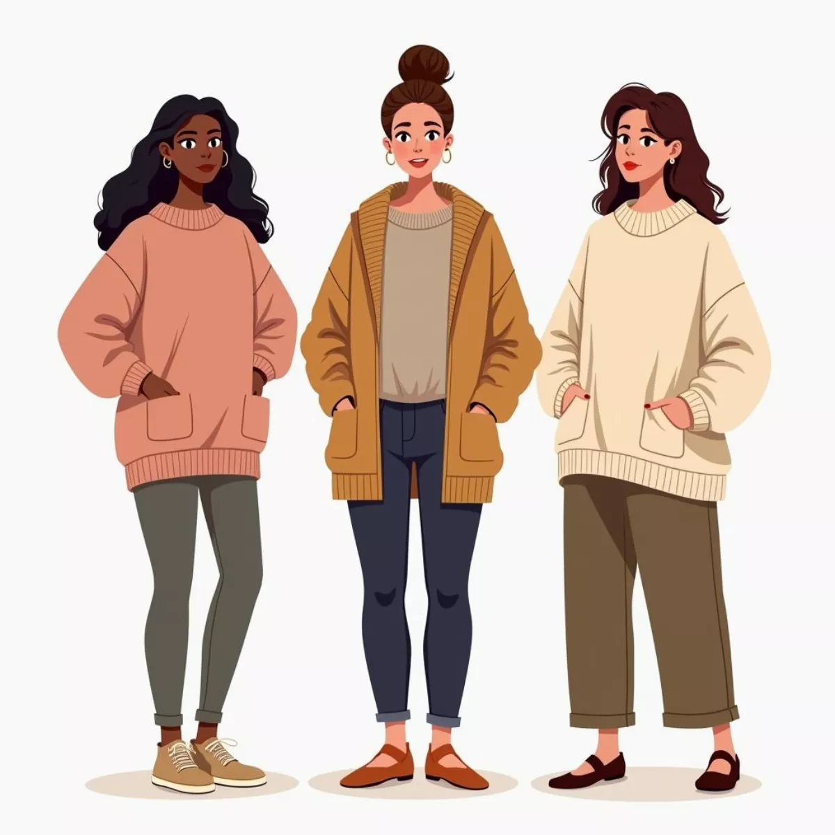 Women With Different Body Types Wearing Oversized Sweaters