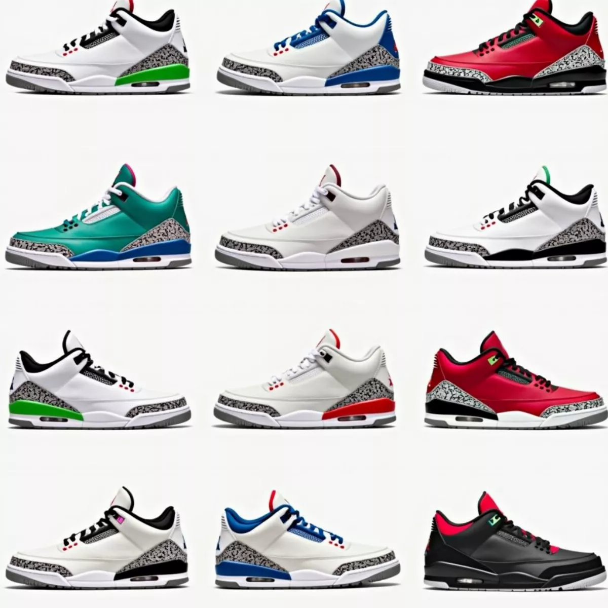 Different Colorways Of Air Jordan 3 Golf Shoes