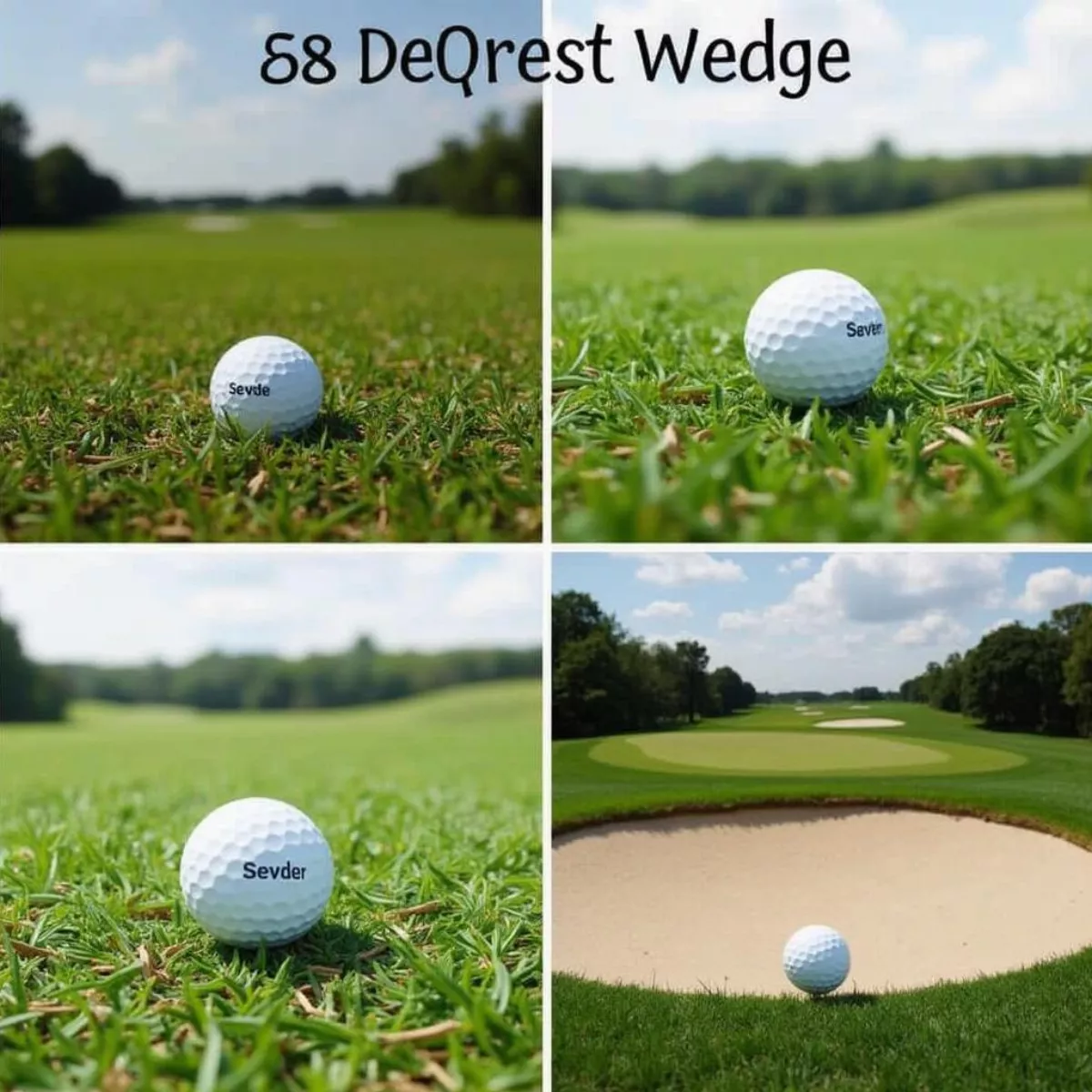 Different lies of golf ball: rough, fairway, sand