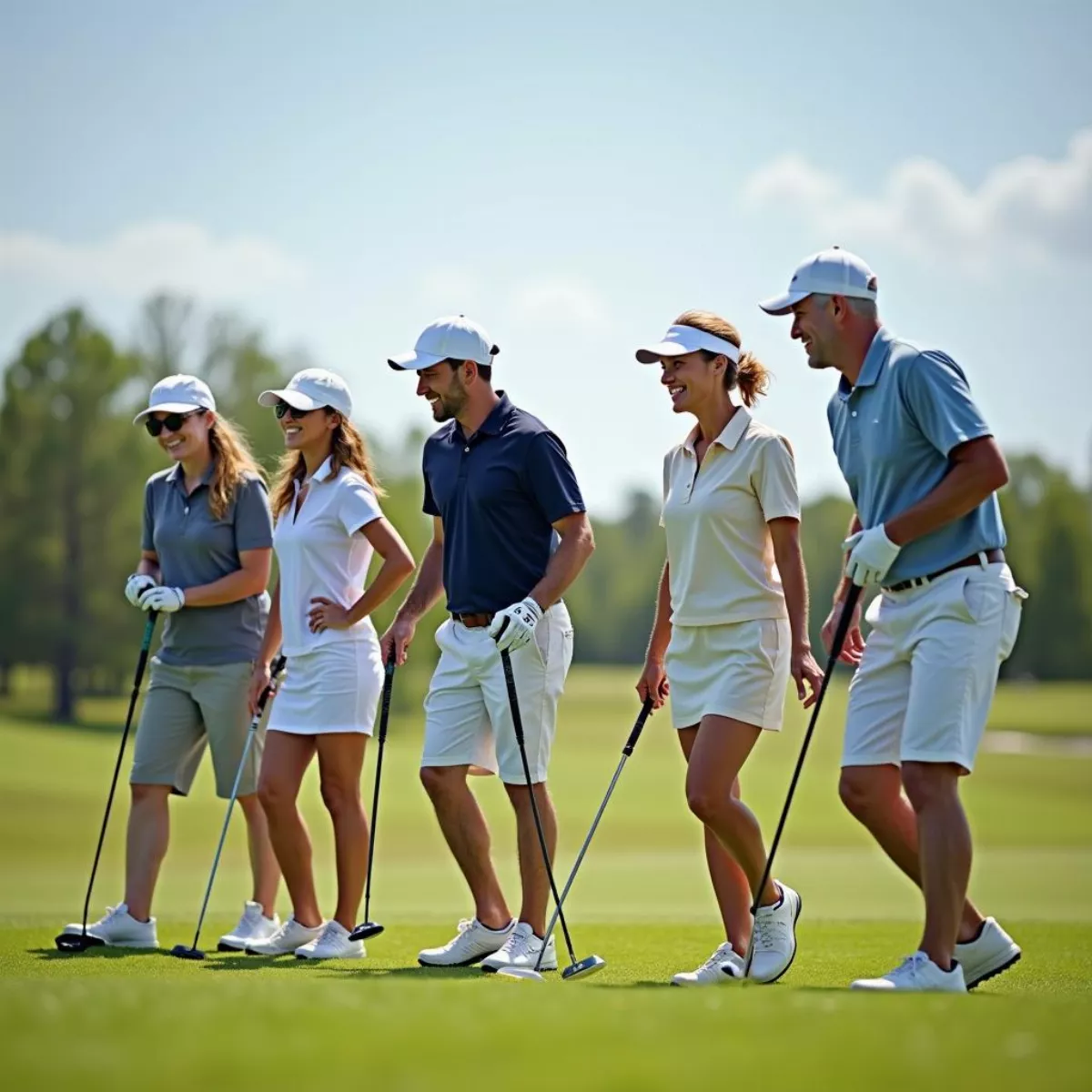 Diverse Group Of Golfers