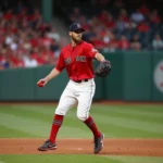 Dustin Pedroia Fielding For The Boston Red Sox