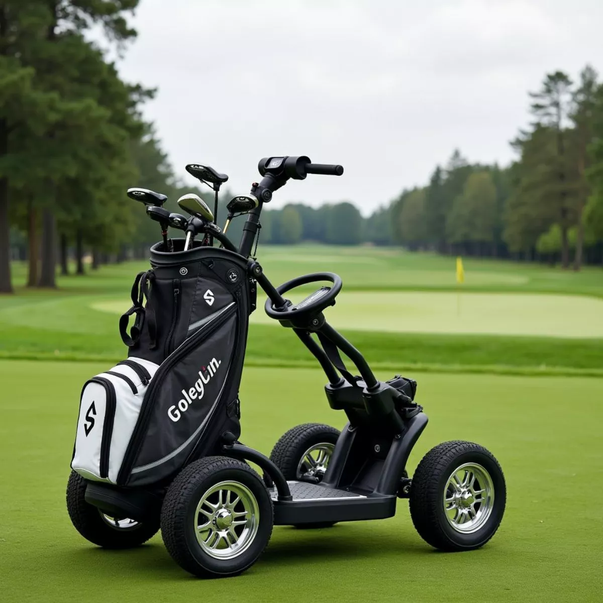 Electric Golf Caddy On Golf Course