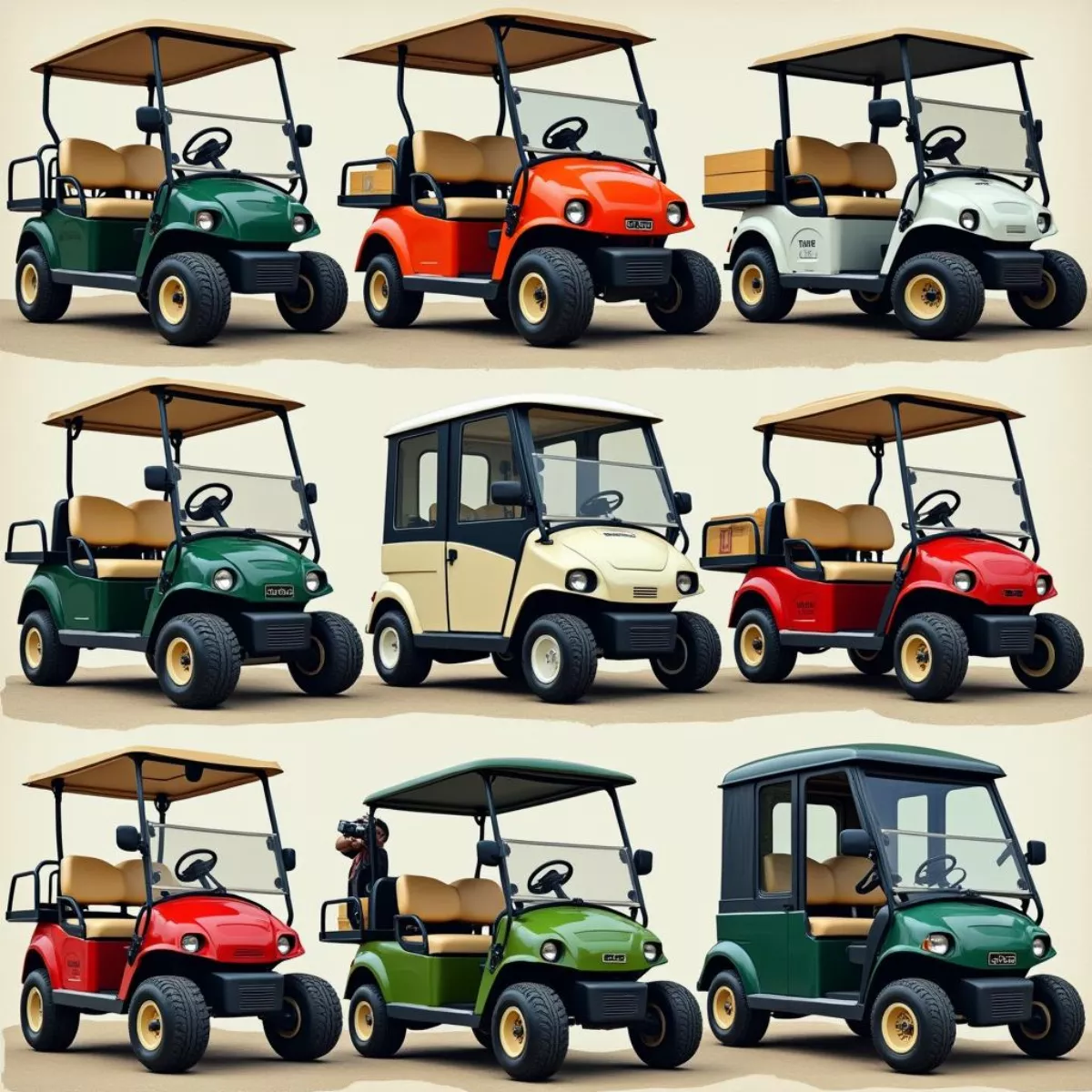 Evolution Of Golf Carts Collage