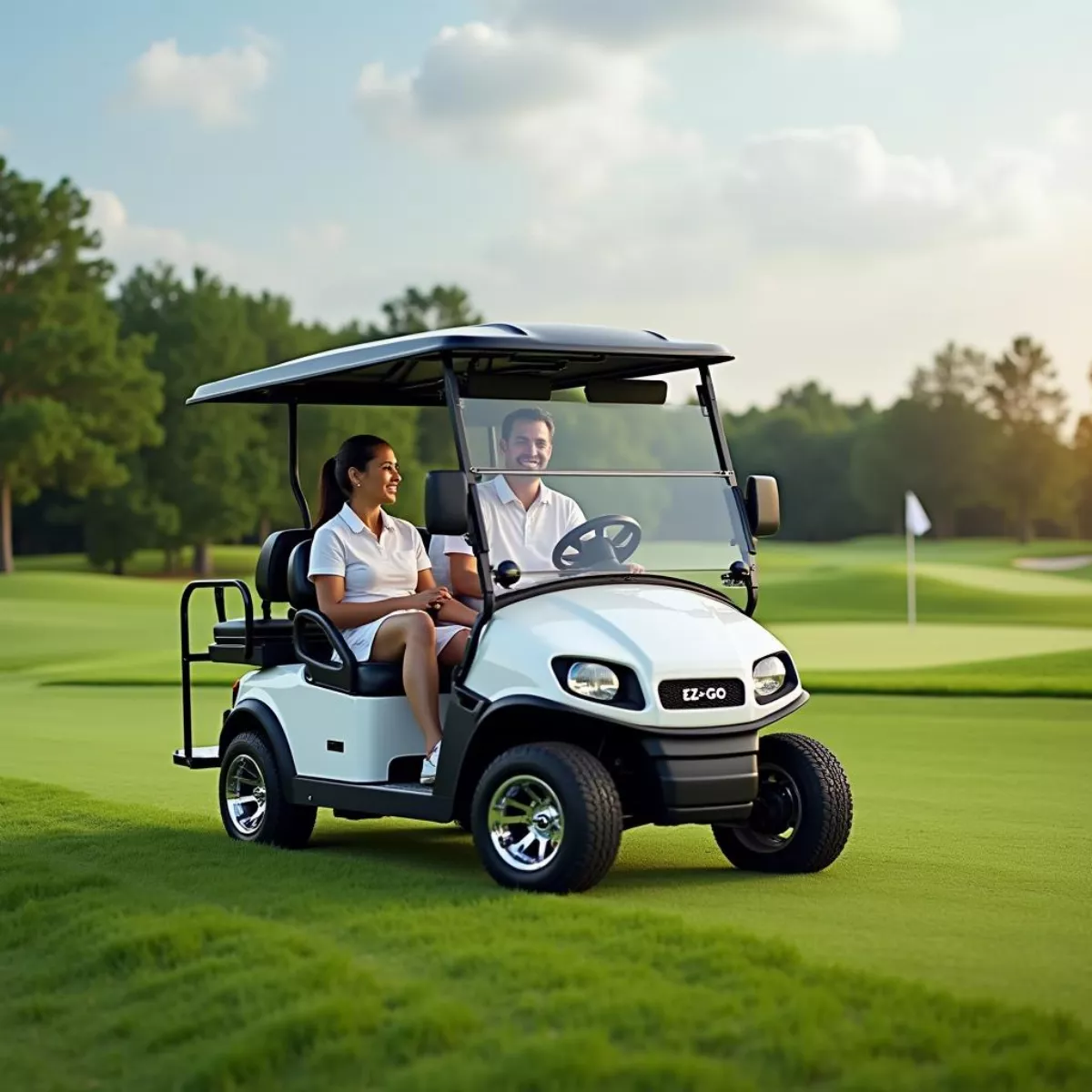 Ez Go Liberty Golf Cart Driving On Golf Course