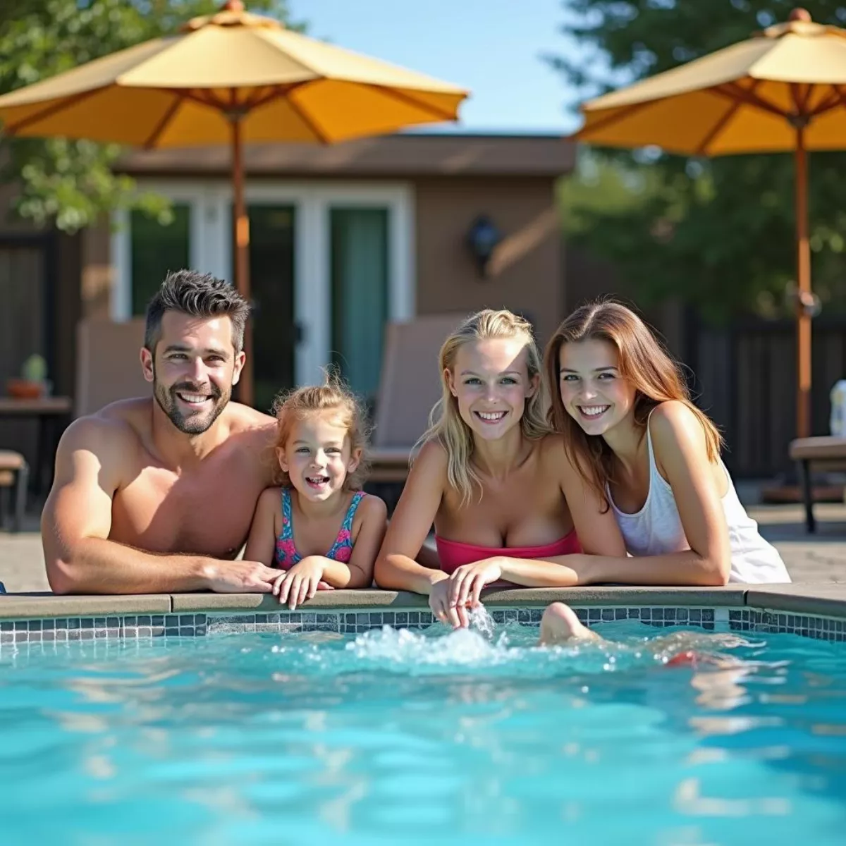 Family Using Club Facilities