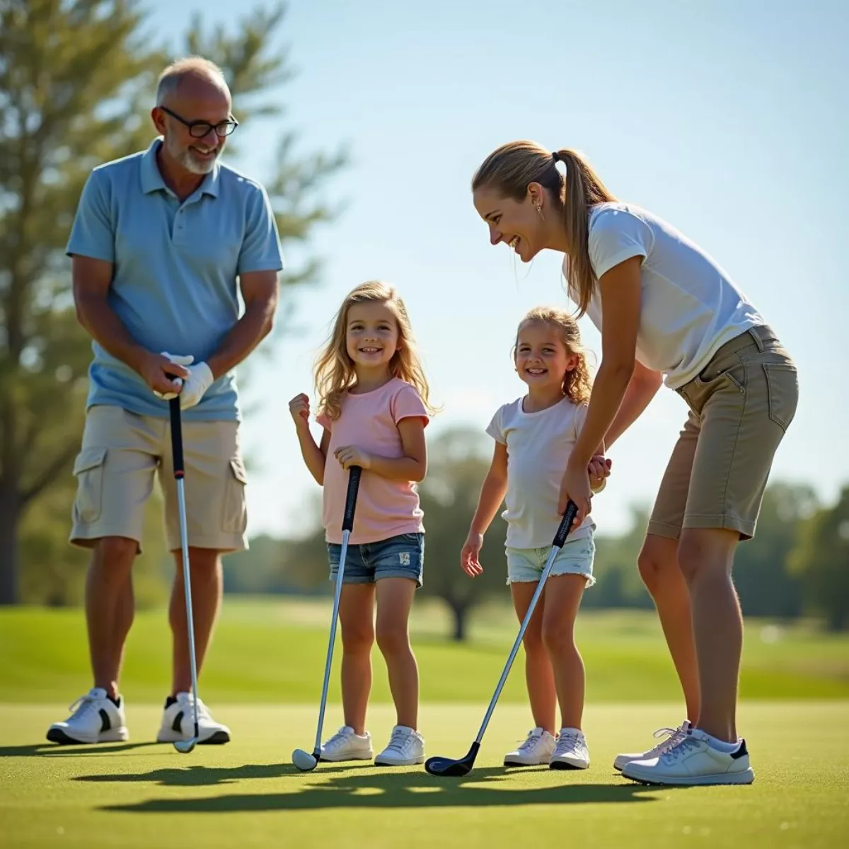 Family Enjoying Golf Outing