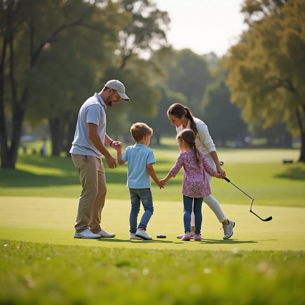 Family Playing Golf At Rancho Park