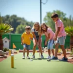 Family Playing Mini Golf