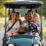 Family Riding Golf Cart On Marco Island