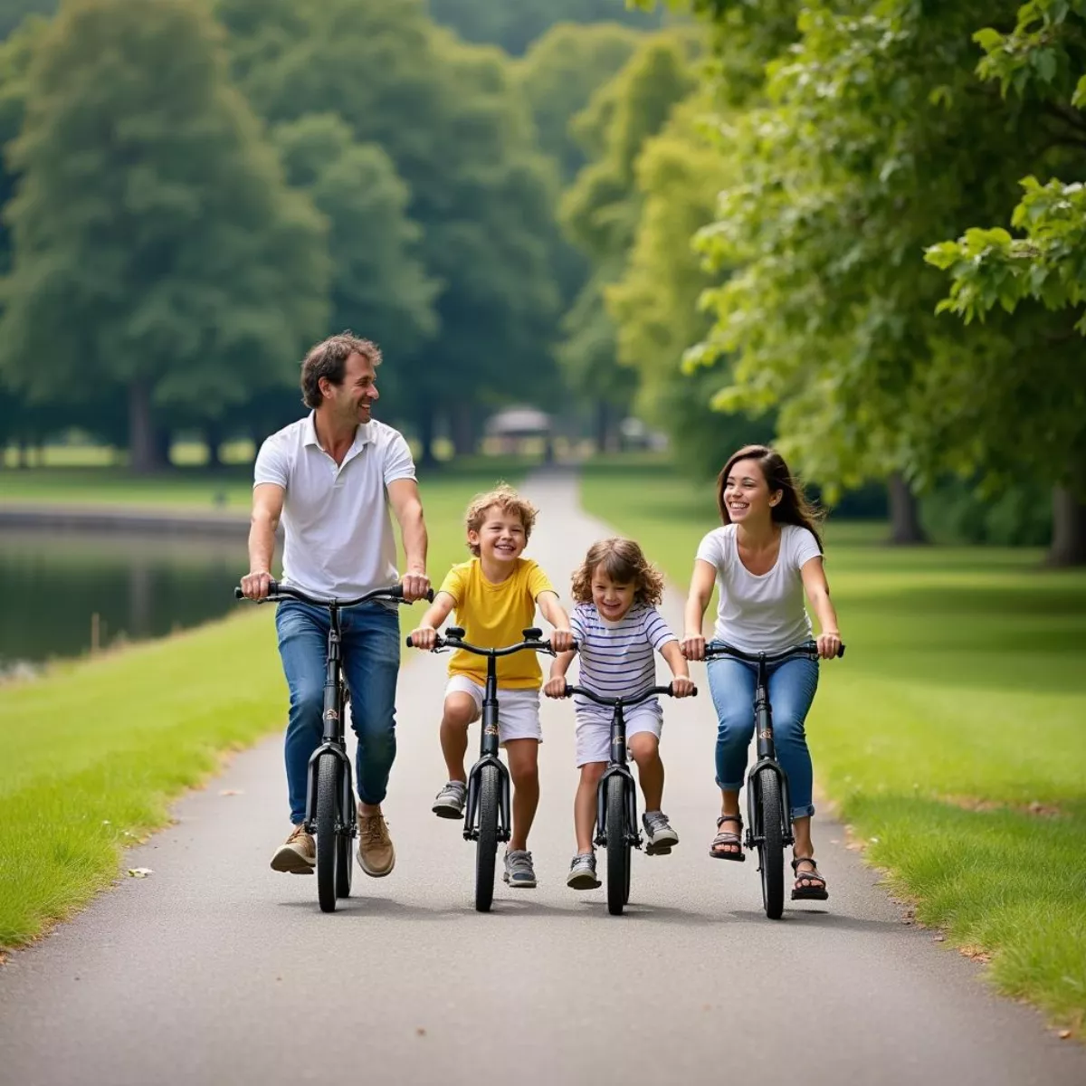 Family Riding Surrey In Como Park