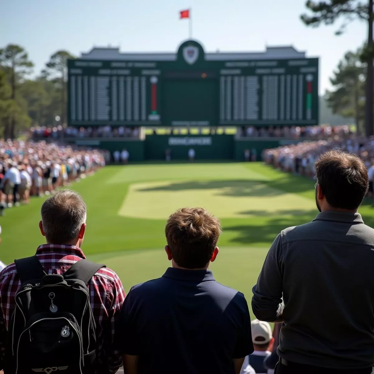 Golf Fans Watching Tournament Leaderboard