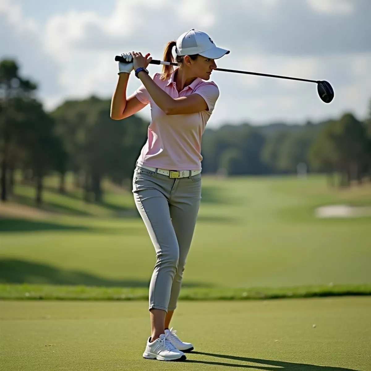 Woman Golfer On The Course