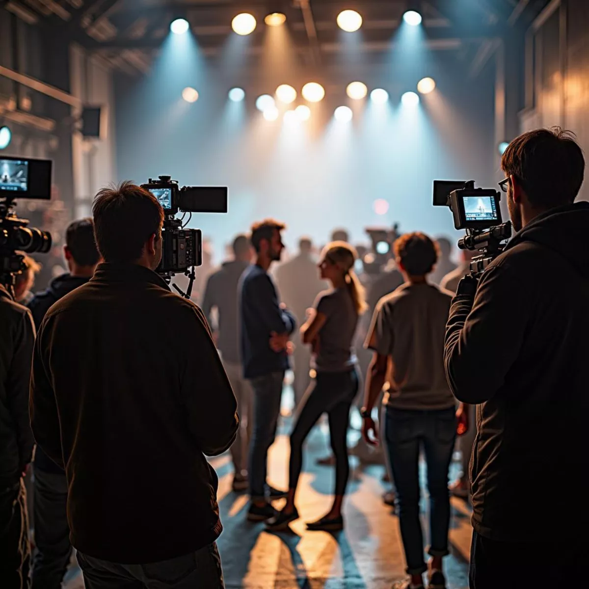 Film Set With Crew And Actors