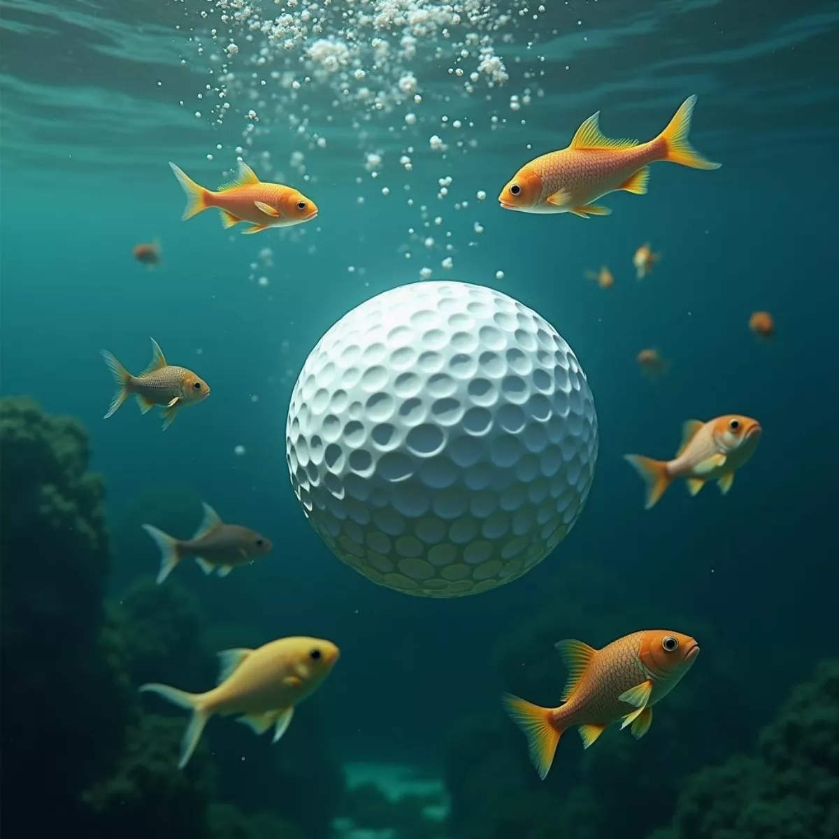 Fish Gathered Around Biodegradable Golf Ball