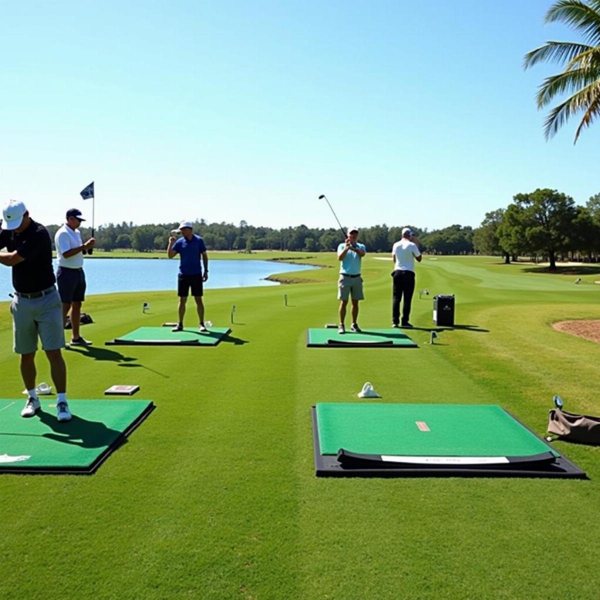 Golfers Practicing At The Fisher Island Driving Range