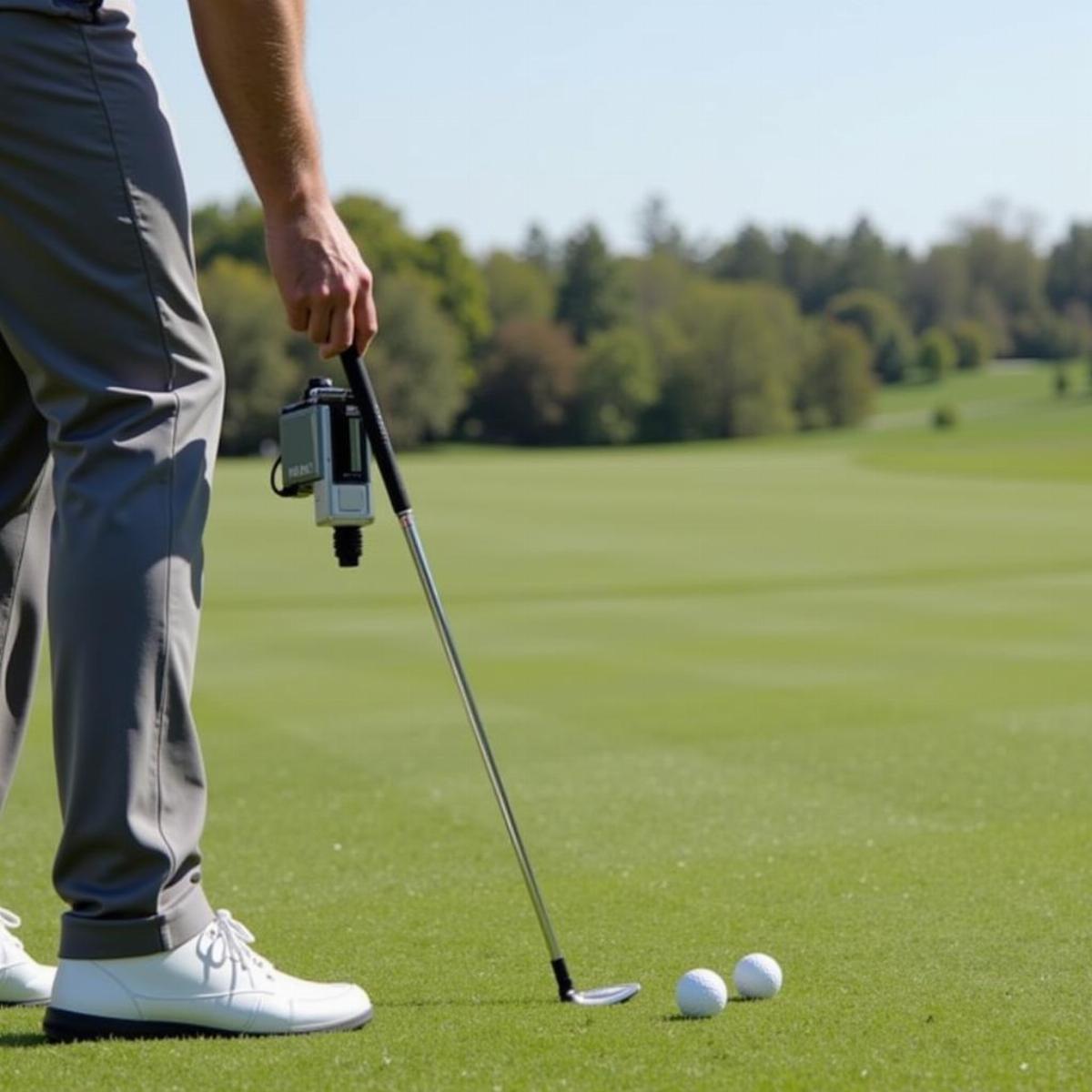 Golfer Using Flightscope Mevo