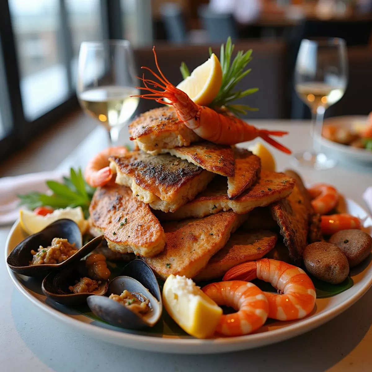 Fresh Seafood Platter In A Pebble Beach Restaurant