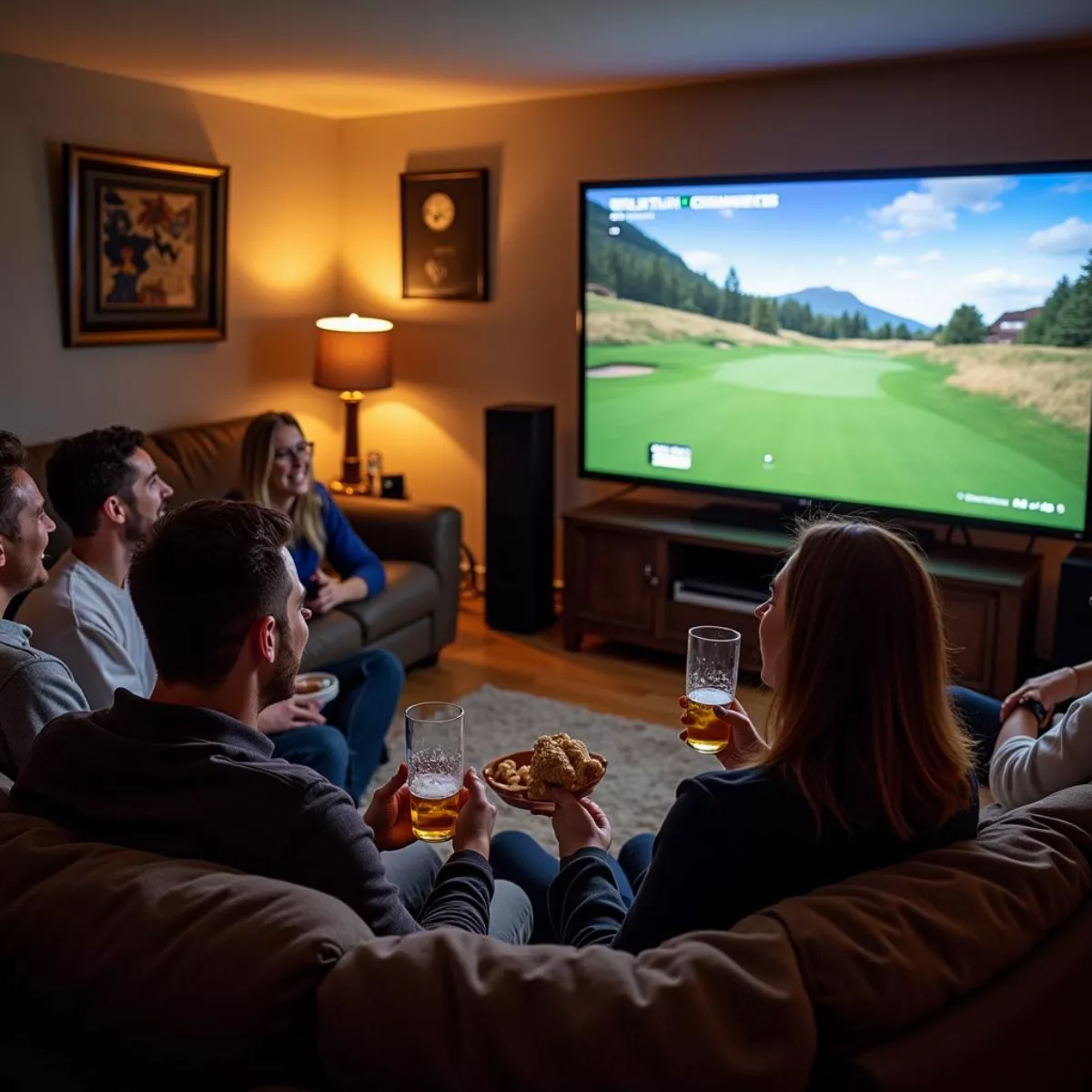 Friends Watching Golf On Tv