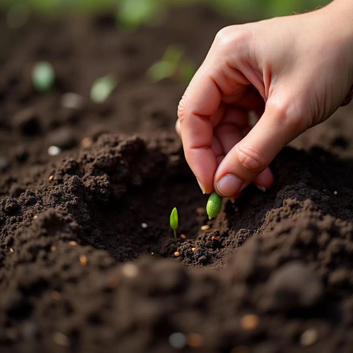 Gardener Planting Seeds In Soil