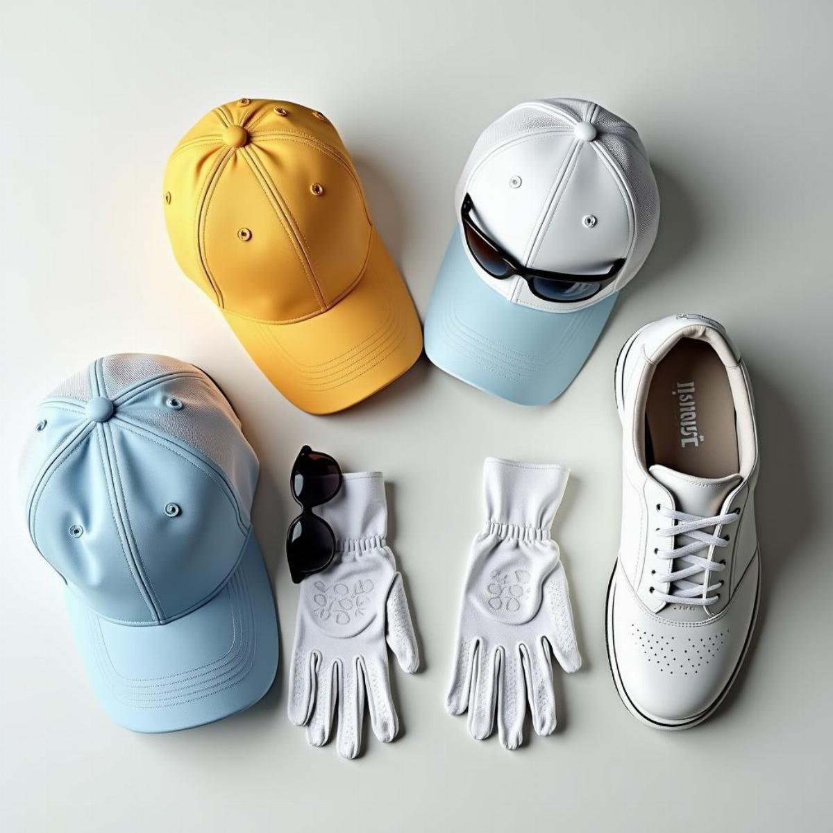 Matching Golf Accessories For Couples Laid Out On A Table