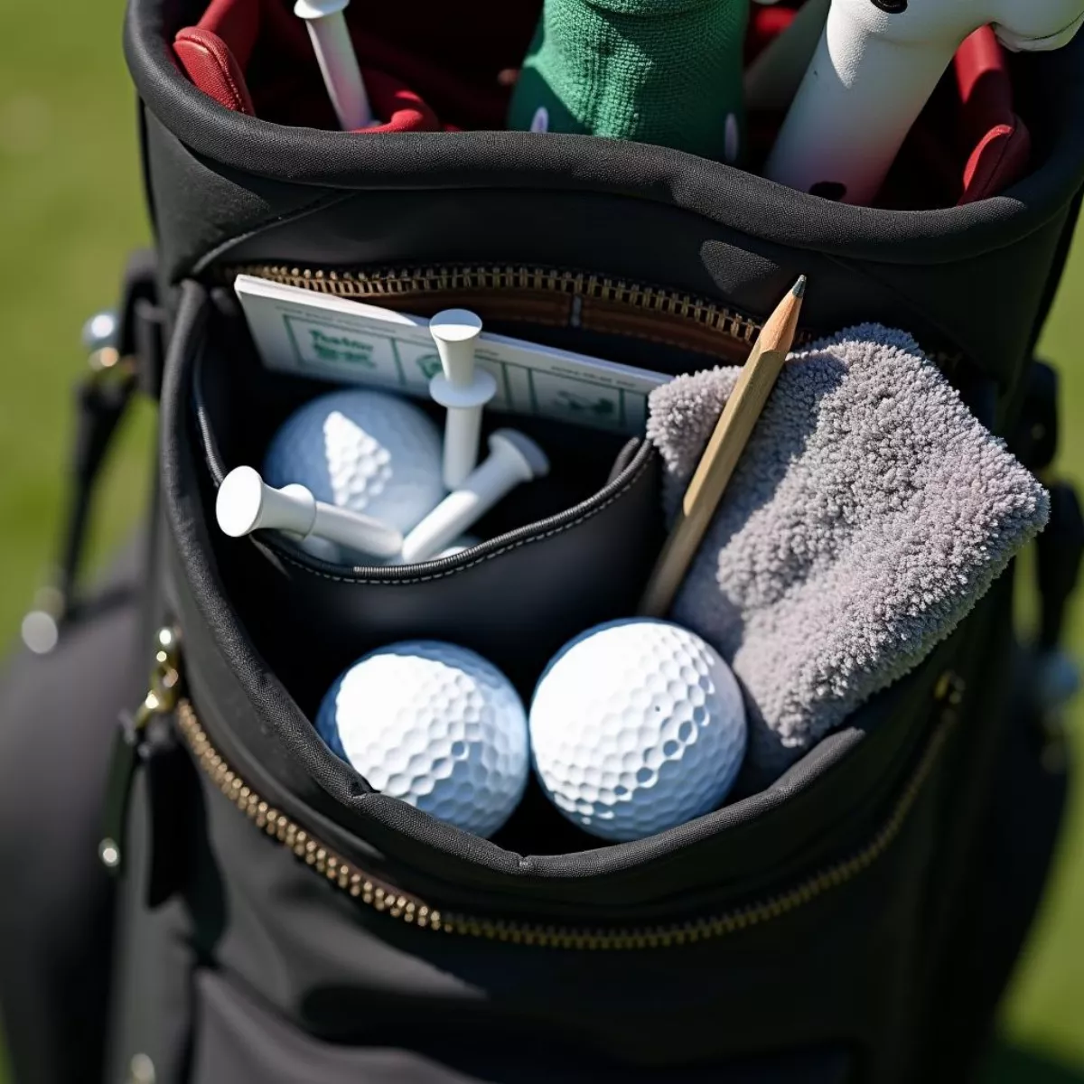 Golf Accessories In A Bag Pocket