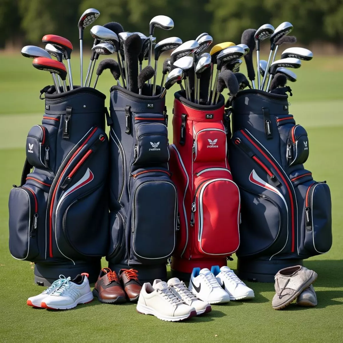 Golf Bags And Equipment Packed For A Trip