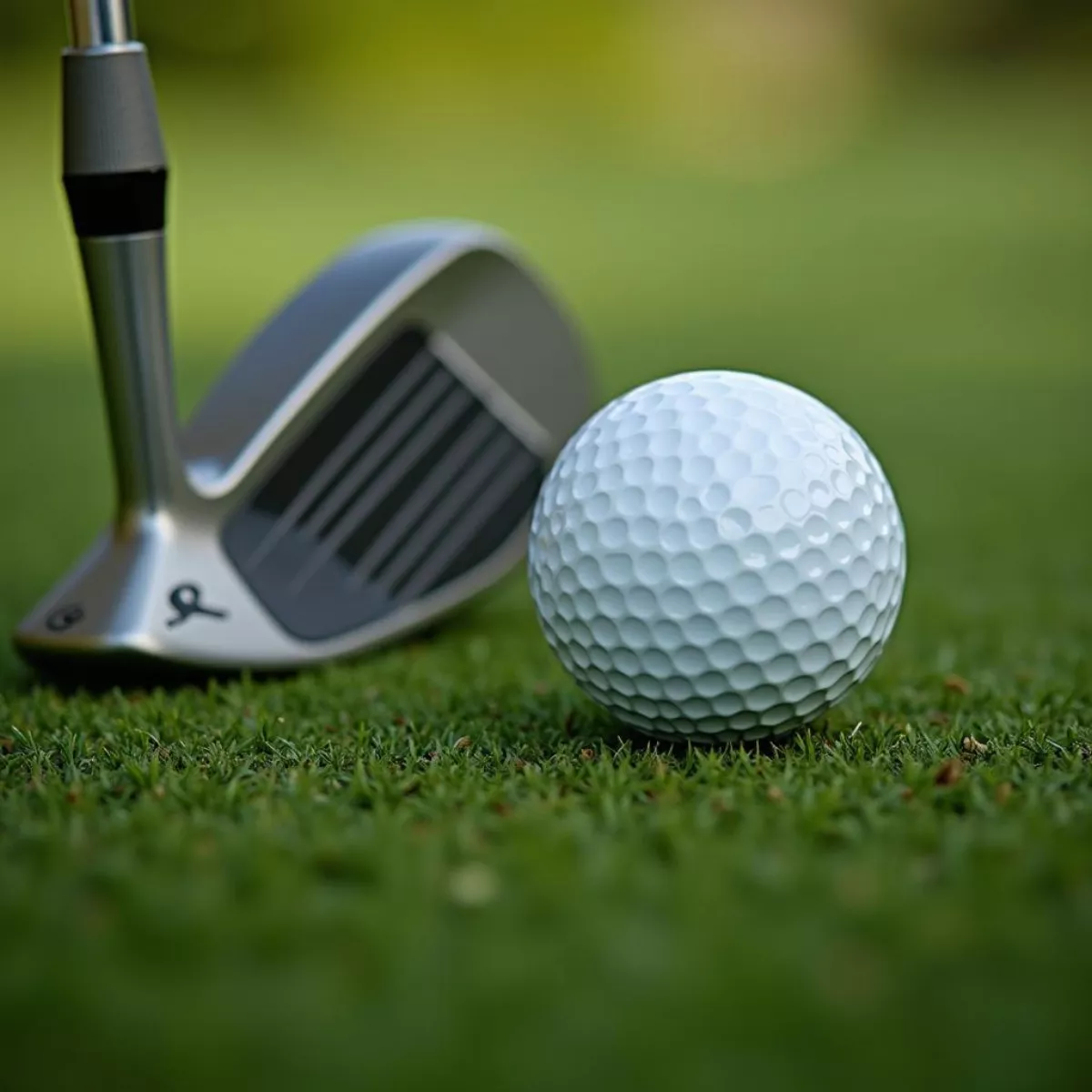 Golf Ball And Club On Green