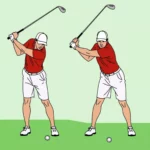 Golfer stance and grip for downhill lie