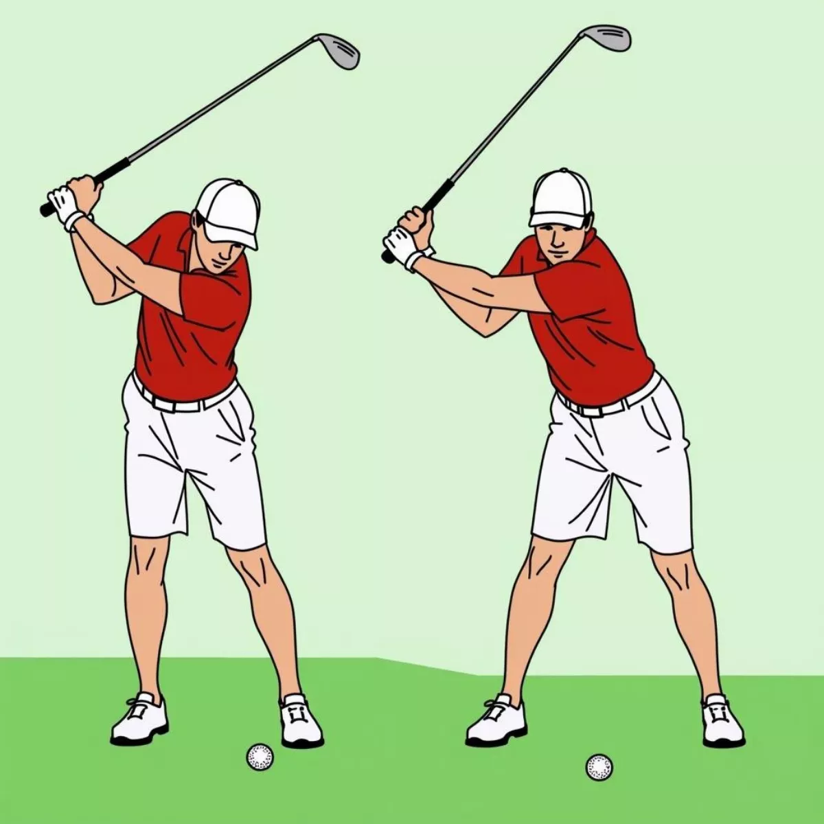 Golfer Stance And Grip For Downhill Lie