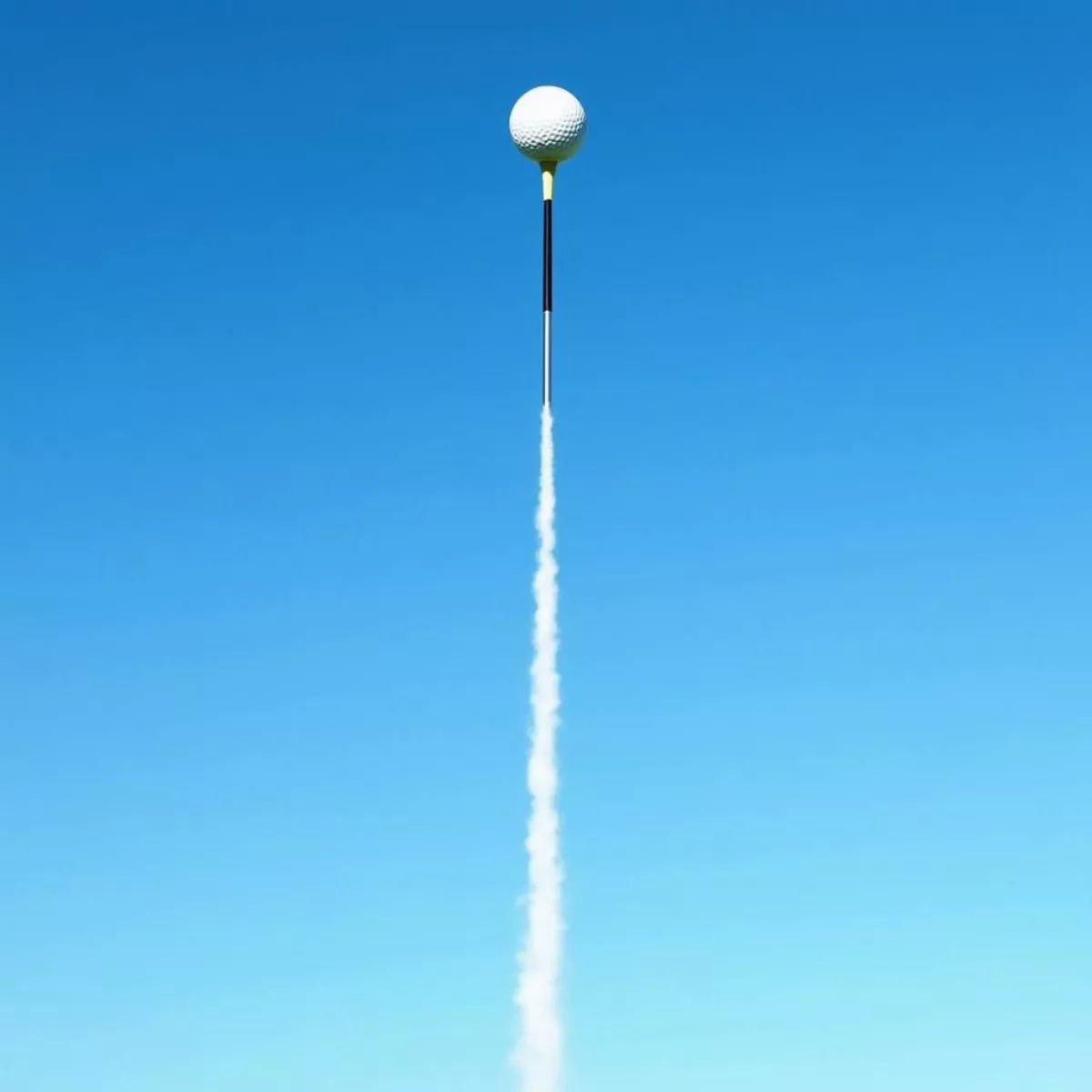 Golf Ball In Flight Against Blue Sky