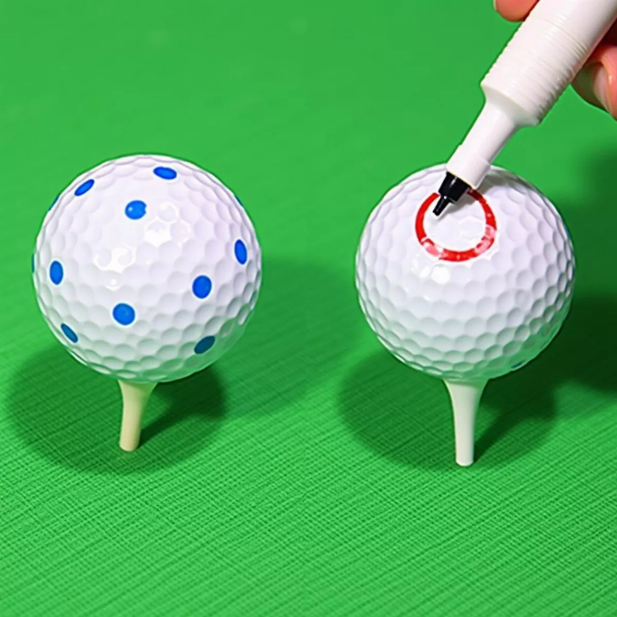 Golf Ball With Dots And Line Markings