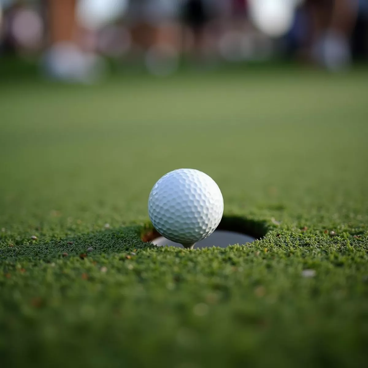 Golf Ball Near The Hole On Augusta Green