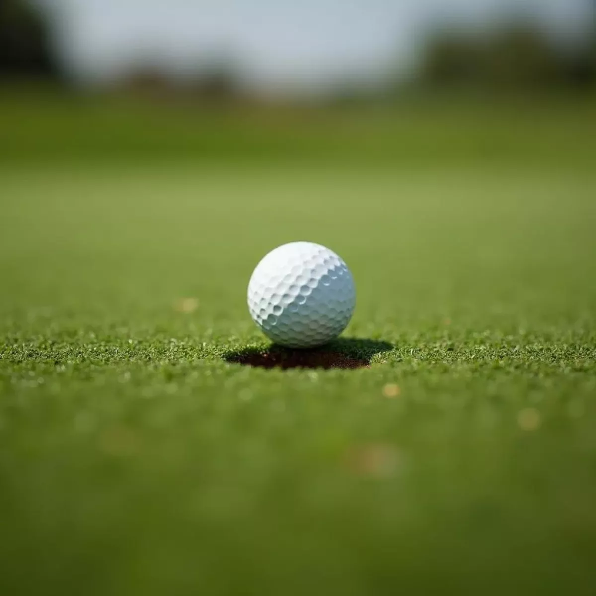 Golf Ball Rolling On The Green Towards The Hole