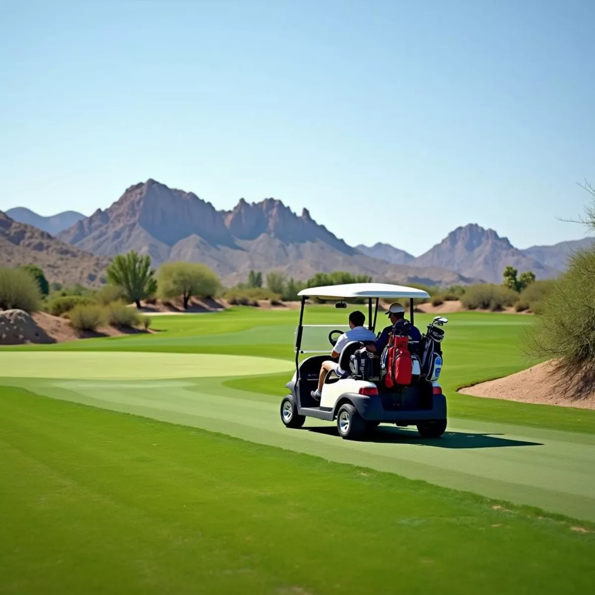 Golf Cart On Lush Course