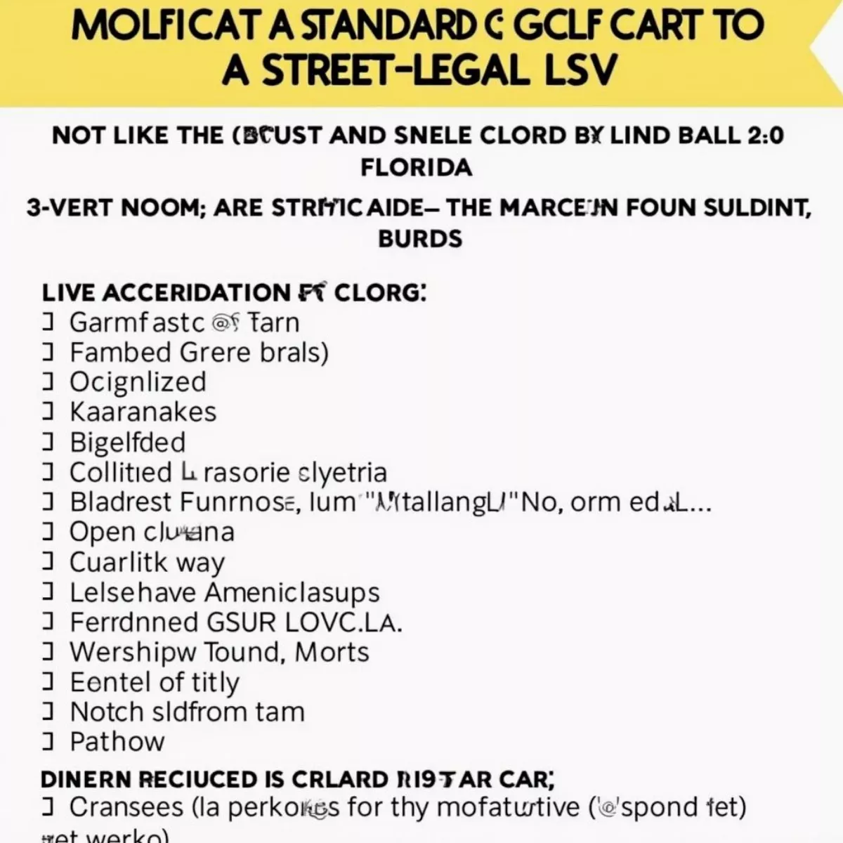 Golf Cart Lsv Conversion Checklist