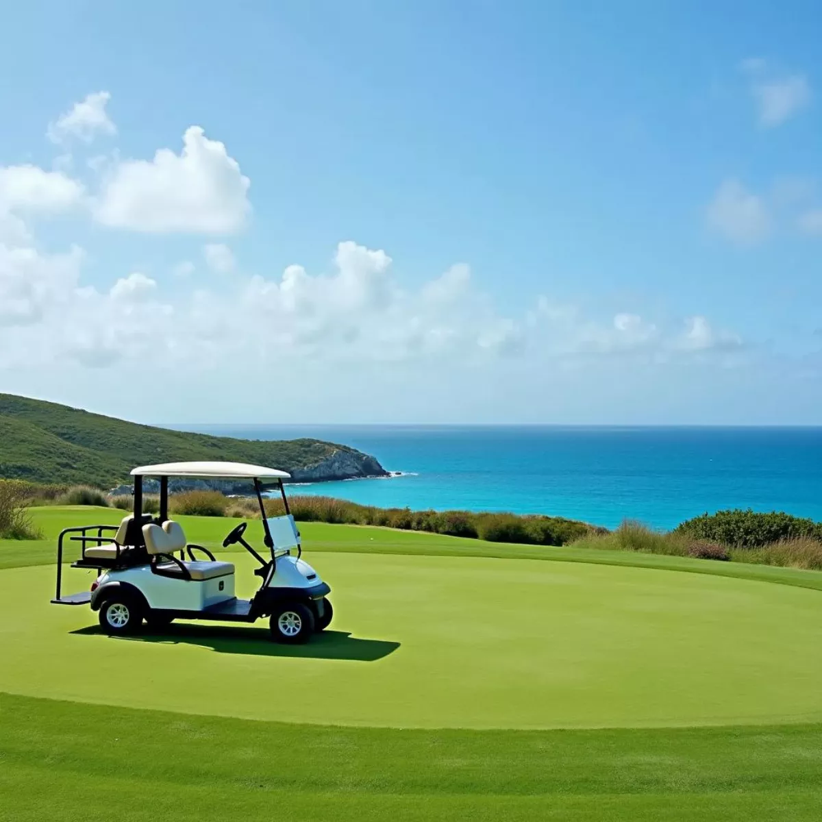 Golf Cart On Bermuda Course