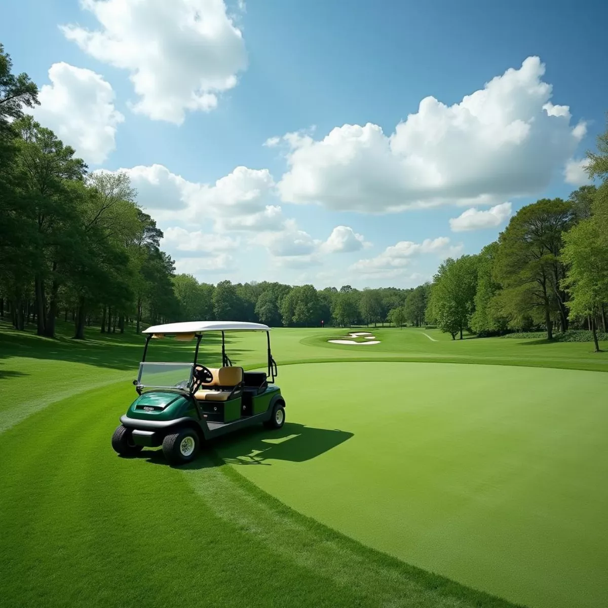 Golf Cart On A Golf Course