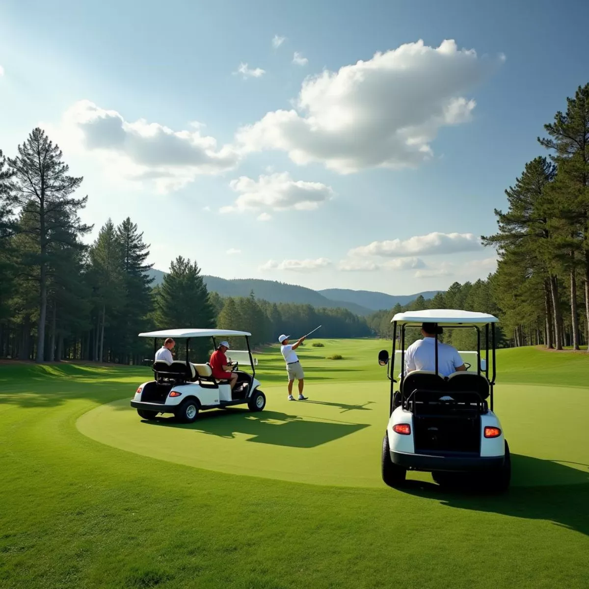 Golf Carts On A Golf Course