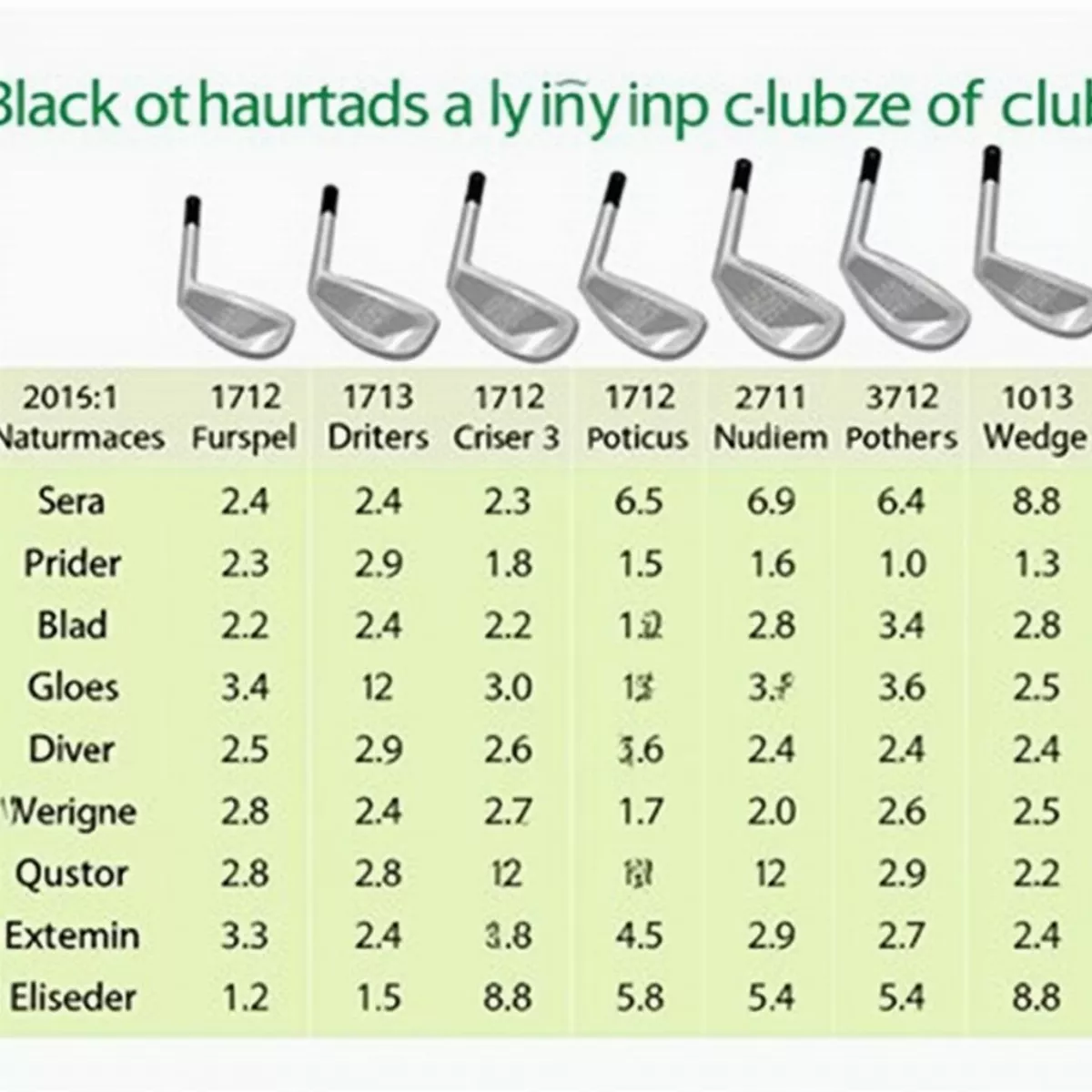 Golf Club Distance Chart