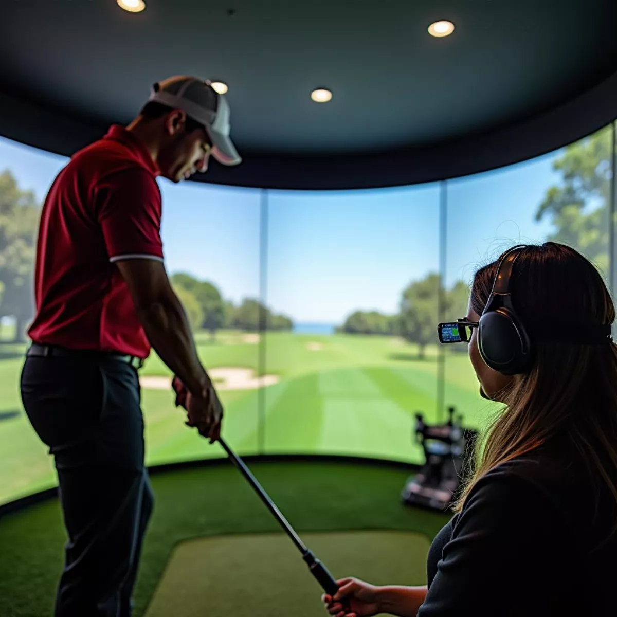 Golfer getting custom fit for clubs