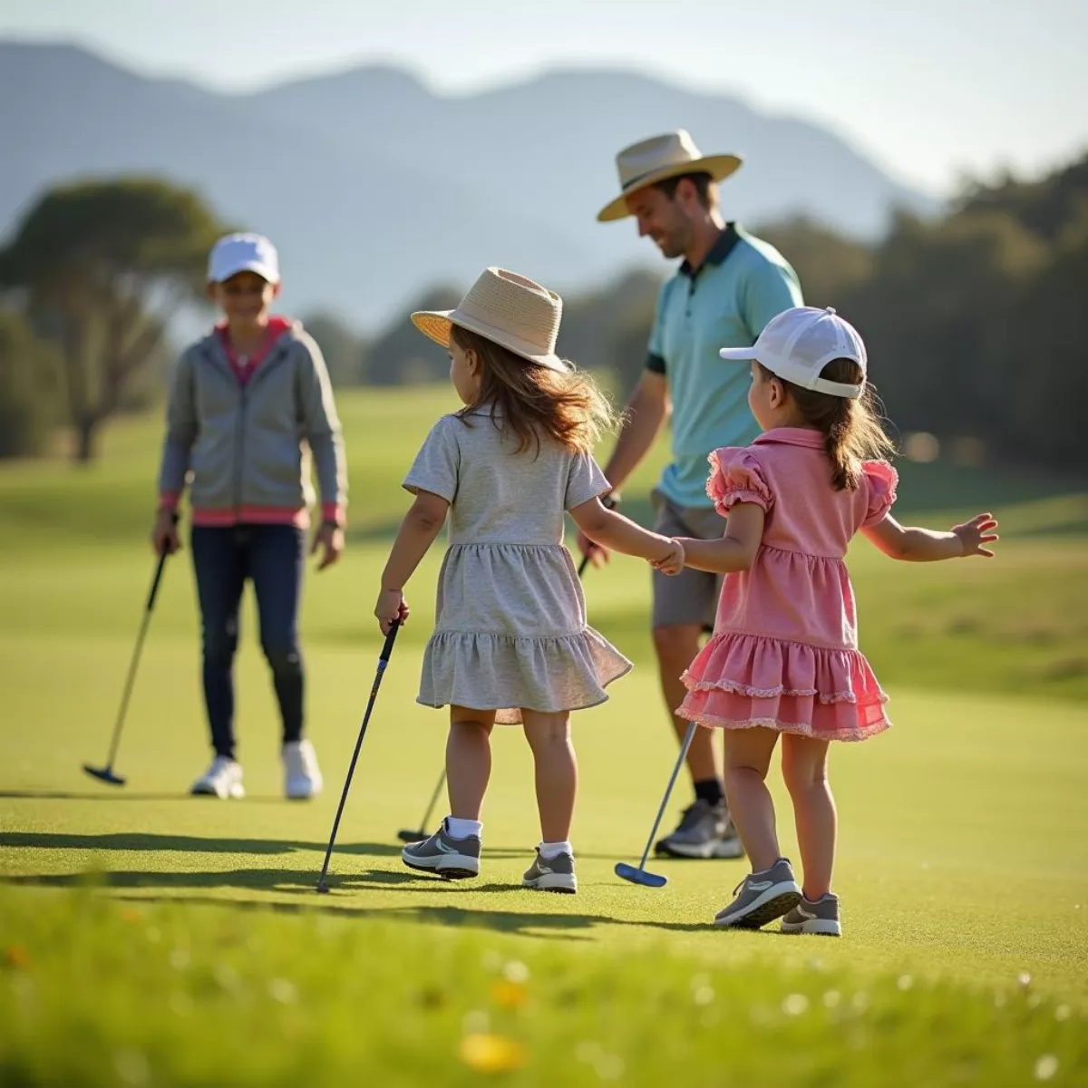 Family Golfing At Golf Club Valles Del Tuyú