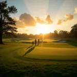 Golf course at sunset