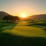 Sunset over a golf course