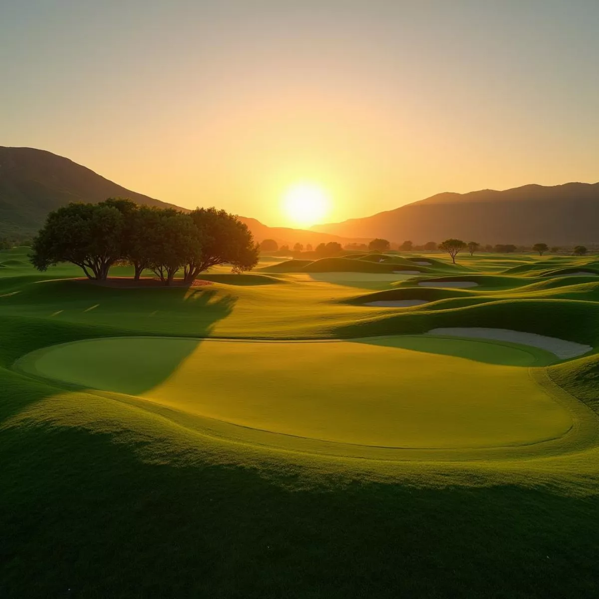 Sunset Over A Golf Course