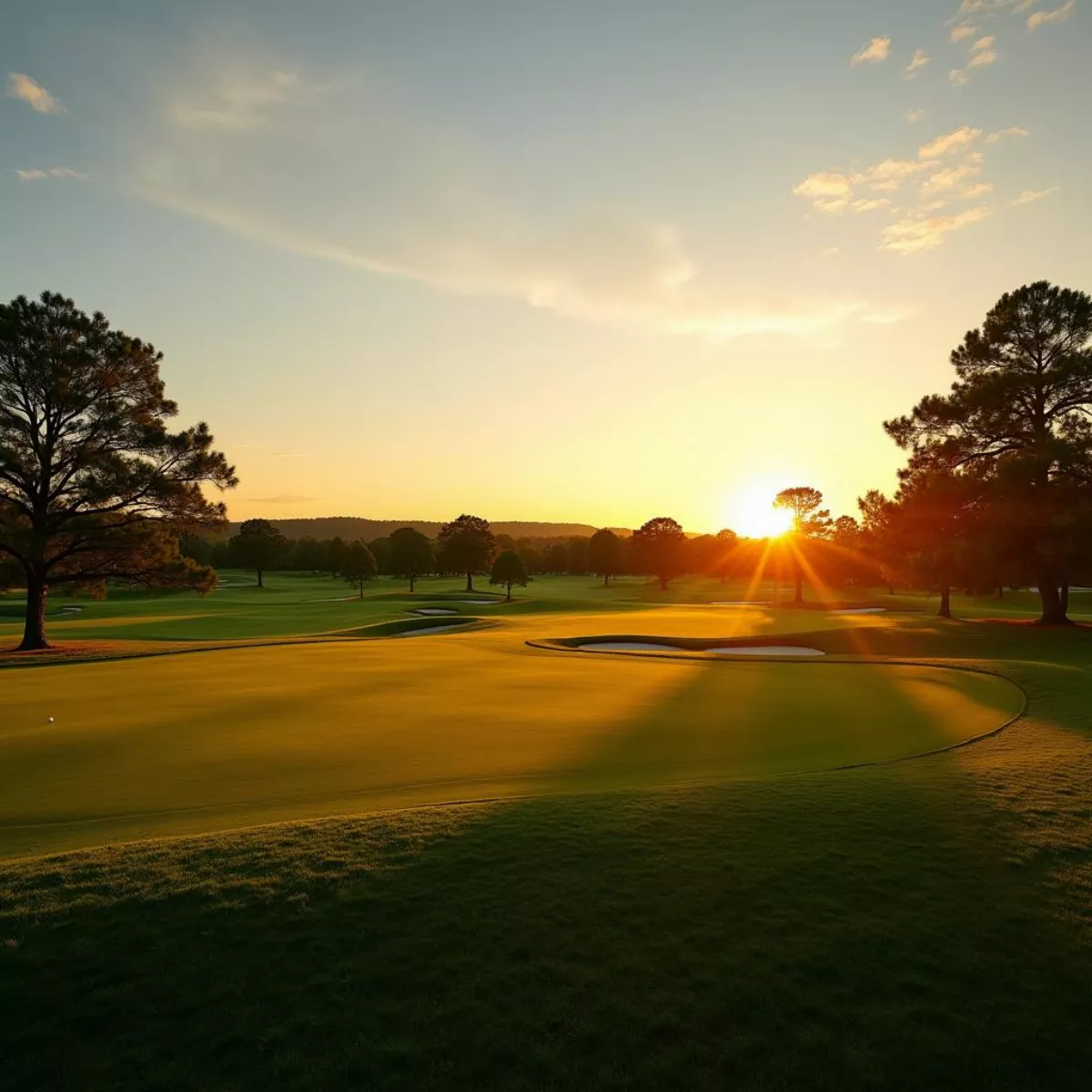 Golf Course At Sunset