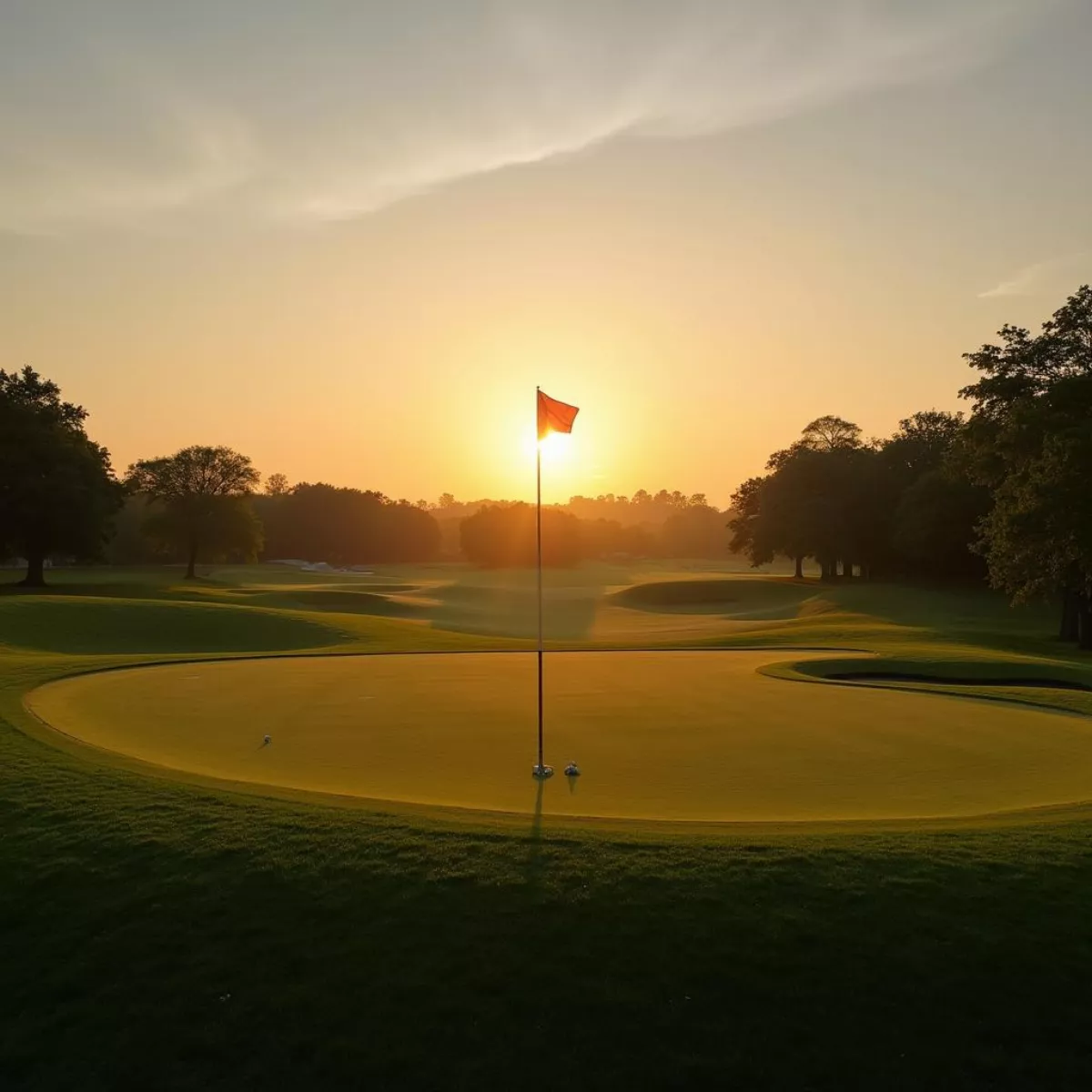 Golf Course At Sunset