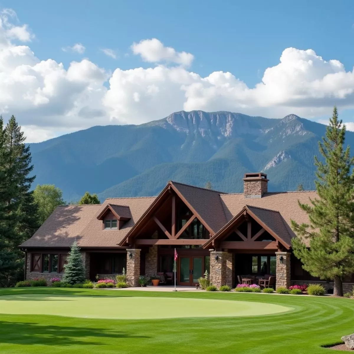 Golf Course Clubhouse With Mountain View