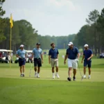 Golfers Competing On A Golf Course