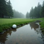 Golf Course Fairway in Wet Conditions