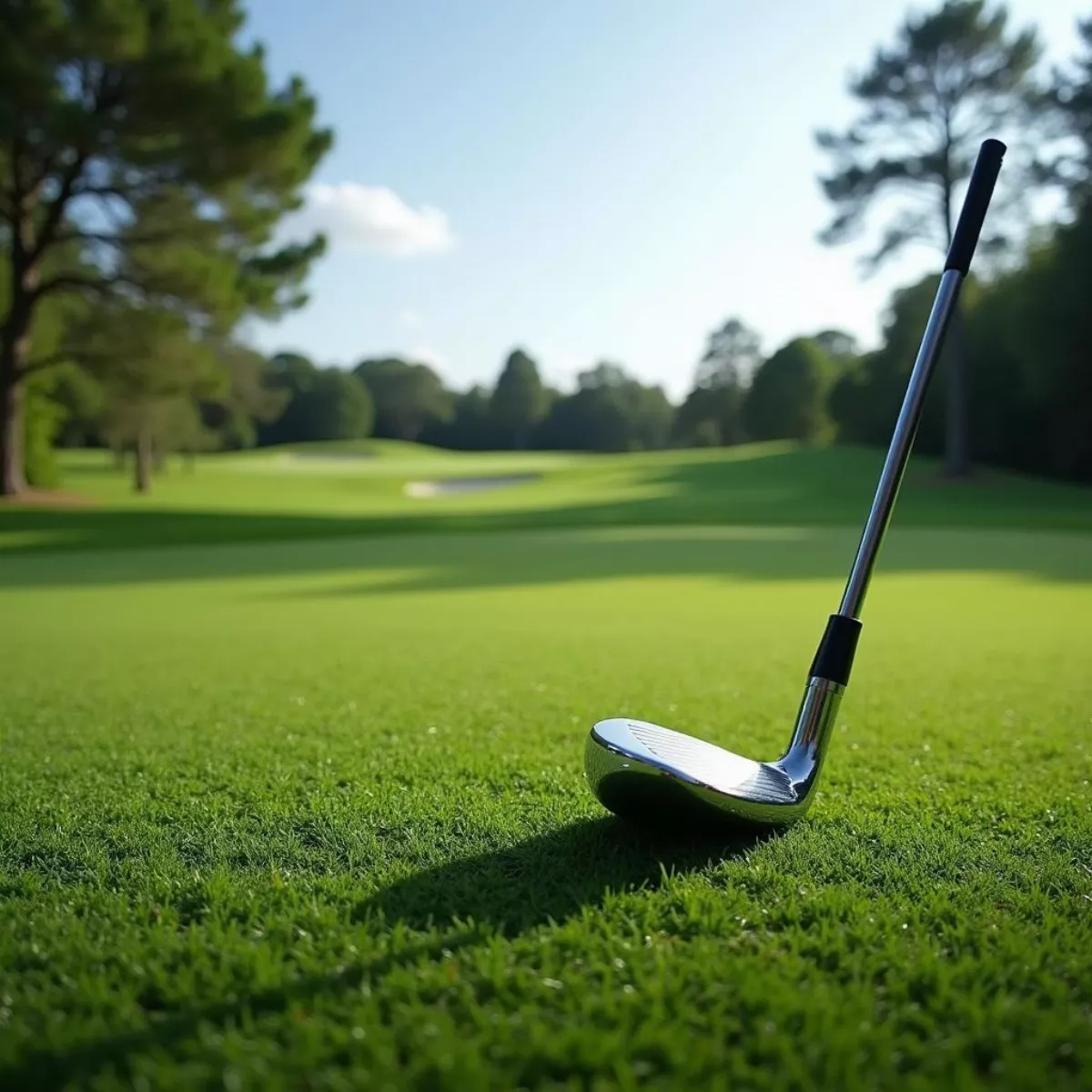 Golf Course With Green And Flag